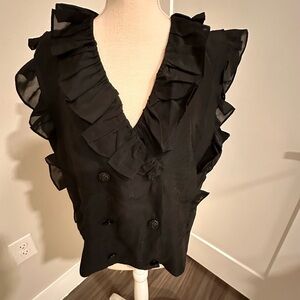 Karl Lagerfeld Black Ruffled Blouse